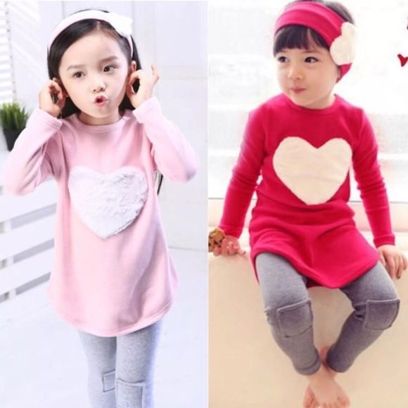 Pink Valentine White Puffy Heart 3 Piece Set - Top Leggings & Headband Set - Picture 5 of 10